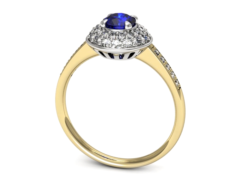 Pierścionek z szafirem i diamentami - p16563zbszc — zdjęcie 3