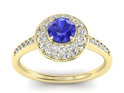 Złoty pierścionek z szafirem i diamentami - p16563zszc