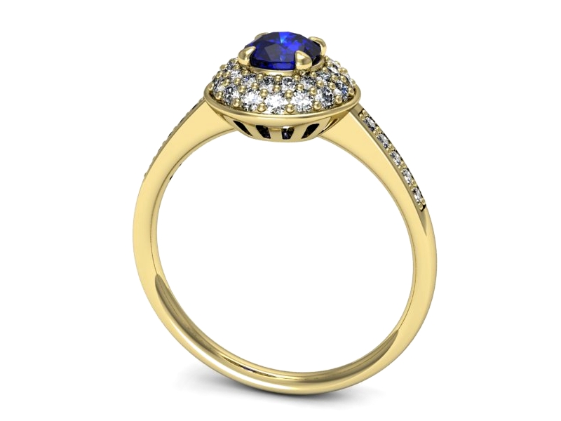 Złoty pierścionek z szafirem i diamentami - p16563zszc — zdjęcie 3