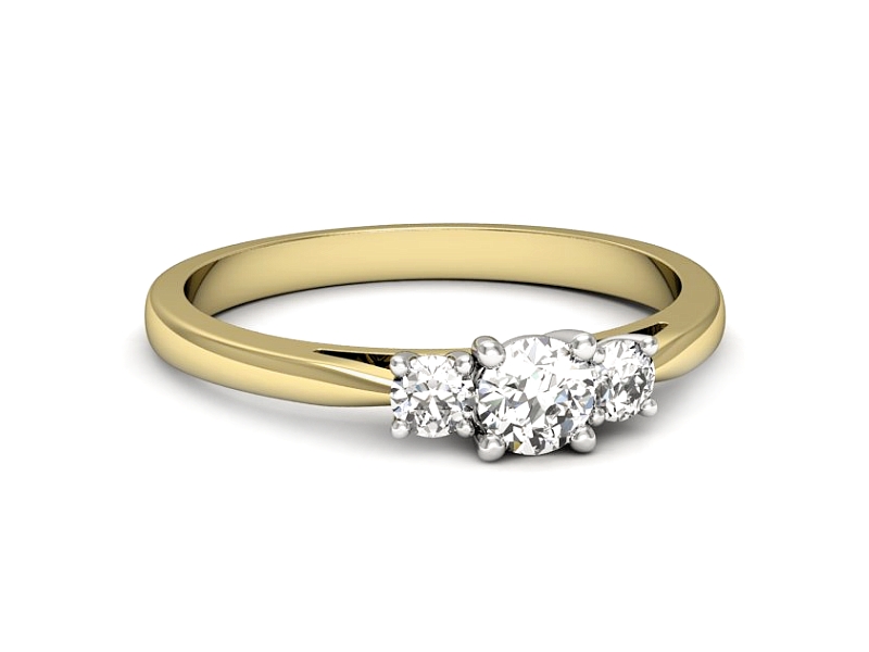 Pierścionek z diamentami żółte i białe złoto 585 - p16564zb - 2