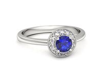Pierścionek z szafirem białe złoto z brylantami gold 14k - p16565bszc- 2