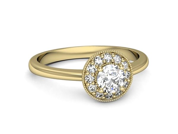 Pierścionek z diamentami żółte i białe złoto 585 - p16565z