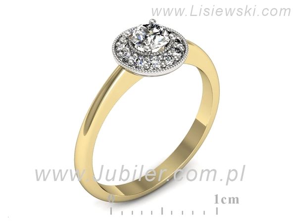 Pierścionek z diamentami żółte i białe złoto próba 585 - p16565zb- 1