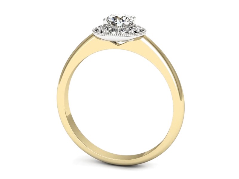 Pierścionek z diamentami żółte i białe złoto - p16565zb — zdjęcie 3