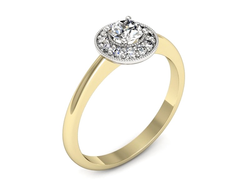 Pierścionek z diamentami żółte i białe złoto - p16565zb