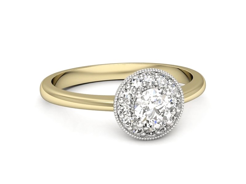 Pierścionek z diamentami żółte i białe złoto - p16565zb — zdjęcie 2