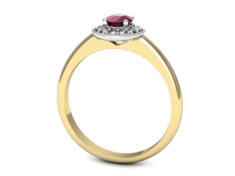 Pierścionek z rubinem i diamentami - p16565zbr — zdjęcie 3