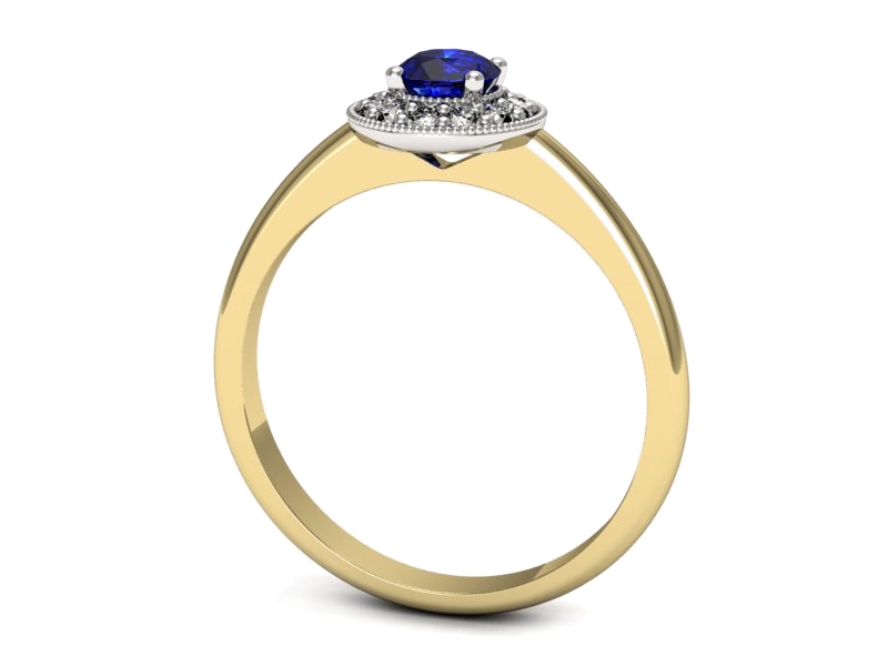 Pierścionek z szafirem i diamentami - p16565zbszc — zdjęcie 3