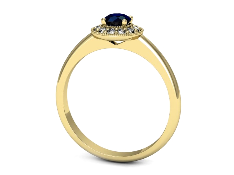 Złoty pierścionek z szafirem i diamentami - p16565zsz — zdjęcie 3