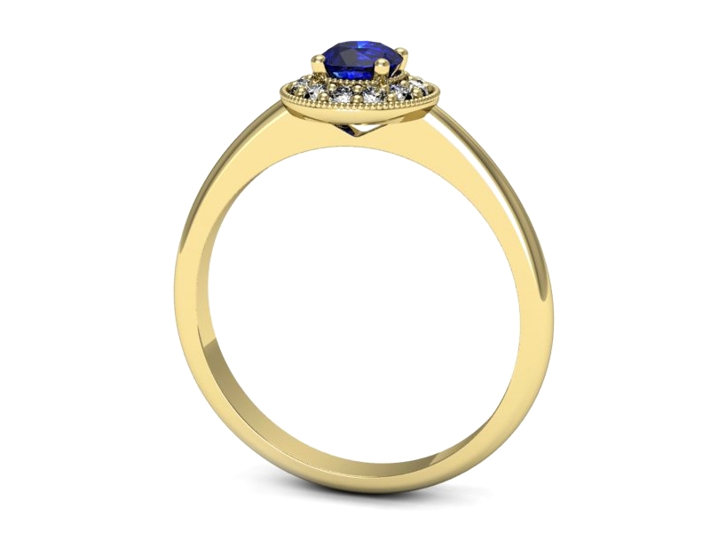 Złoty pierścionek z szafirem i brylantami - p16565zszc — zdjęcie 3