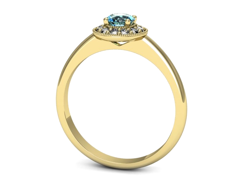 Pierścionek z topazem i brylantami żółte złoto - p16565ztp — zdjęcie 3