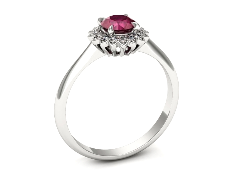 Pierścionek z rubinem i brylantami białe złoto - p16566br — zdjęcie 3
