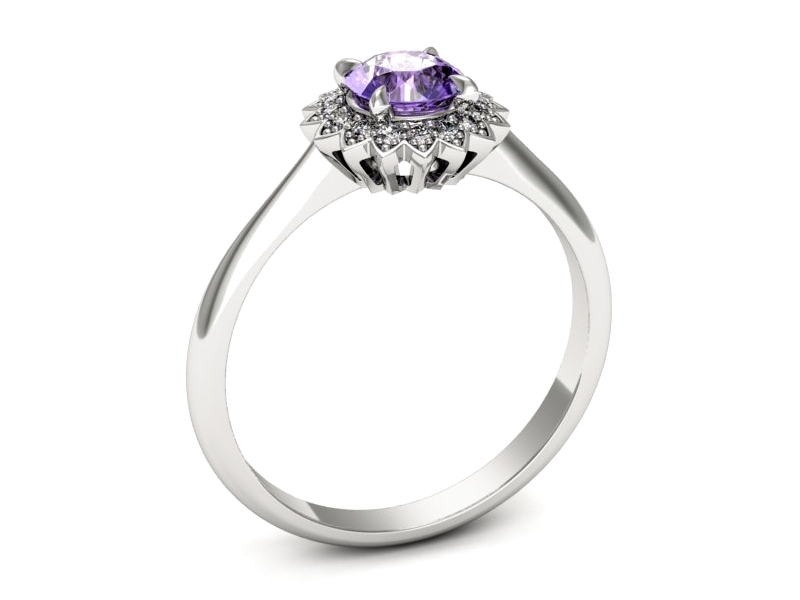 Pierścionek z tanzanitem białe złoto z brylantami - p16566bt — zdjęcie 3