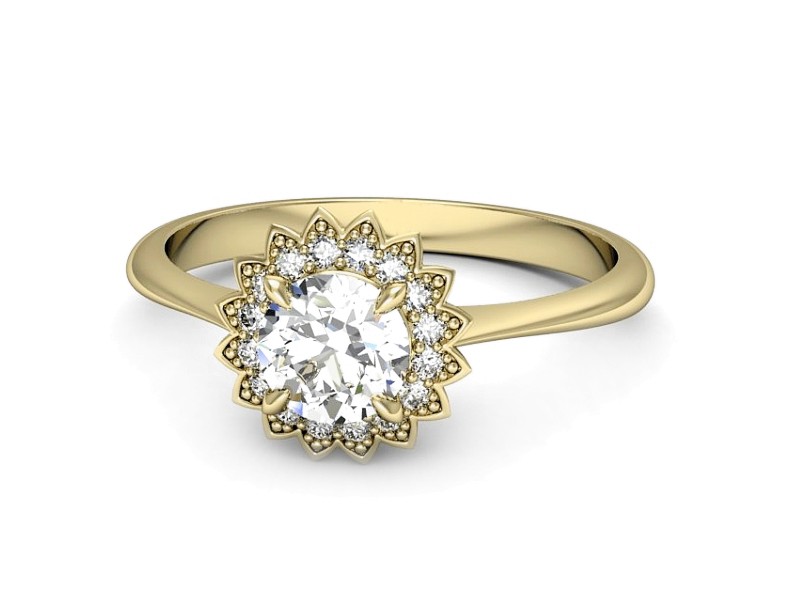 Złoty pierścionek z brylantami żółte złoto - p16566z — zdjęcie 2