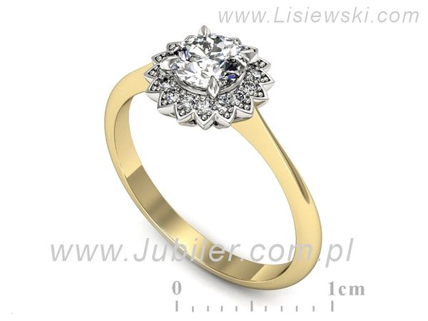 Pierścionek z diamentami żółte i białe złoto próba 585 - p16566zb- 1