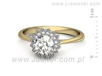 Pierścionek z diamentami żółte i białe złoto próba 585 - p16566zb- 2