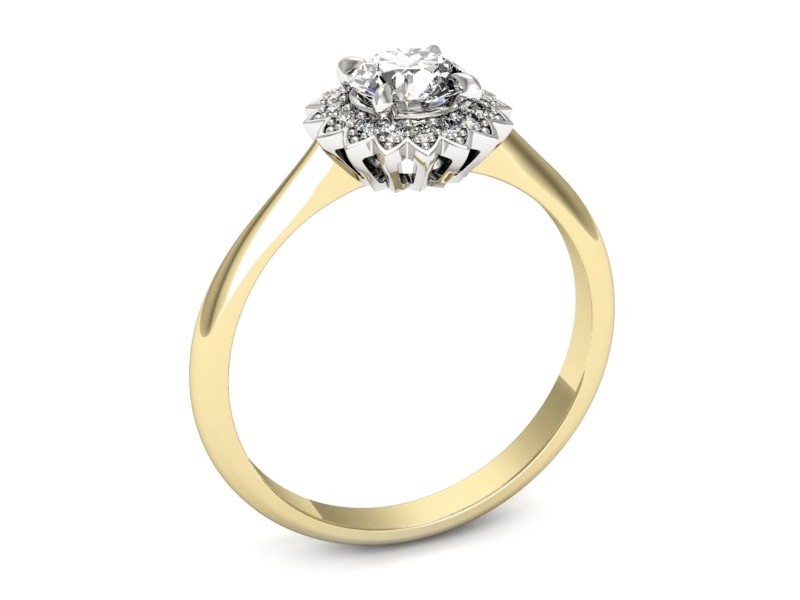 Pierścionek z diamentami żółte i białe złoto - p16566zb — zdjęcie 3