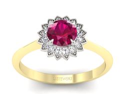 Pierścionek z rubinem i diamentami - p16566zbr