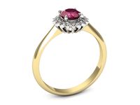 Pierścionek z rubinem i diamentami w białym i żółtym złocie - p16566zbr- 3