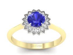 Pierścionek z szafirem i diamentami - p16566zbszc