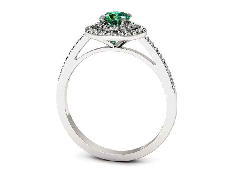 Złoty pierścionek ze szmaragdem i brylantami - p16567bsm — zdjęcie 3