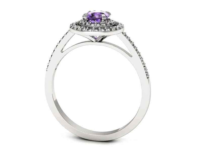 Pierścionek z tanzanitem białe złoto z brylantami - p16567bt — zdjęcie 3