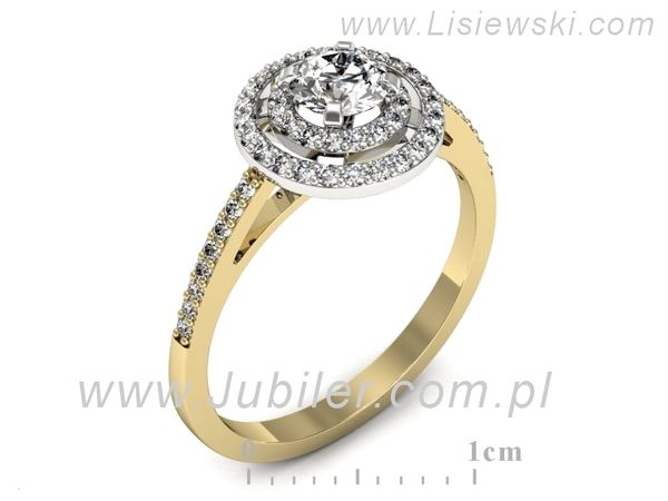 Pierścionek z diamentami żółte i białe złoto próba 585 - p16567zb- 1