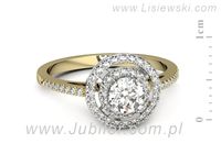 Pierścionek z diamentami żółte i białe złoto próba 585 - p16567zb- 2