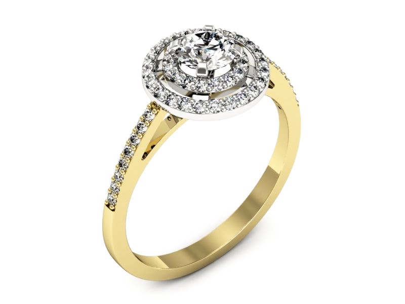 Pierścionek z diamentami żółte i białe złoto - p16567zb