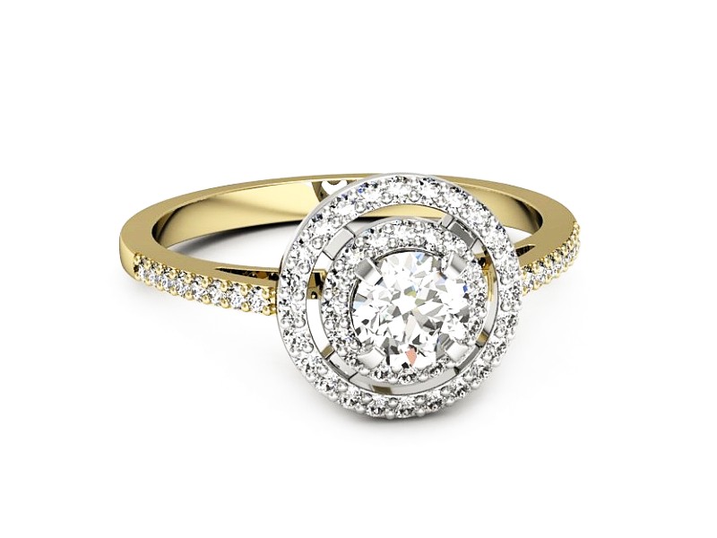 Pierścionek z diamentami żółte i białe złoto - p16567zb — zdjęcie 2