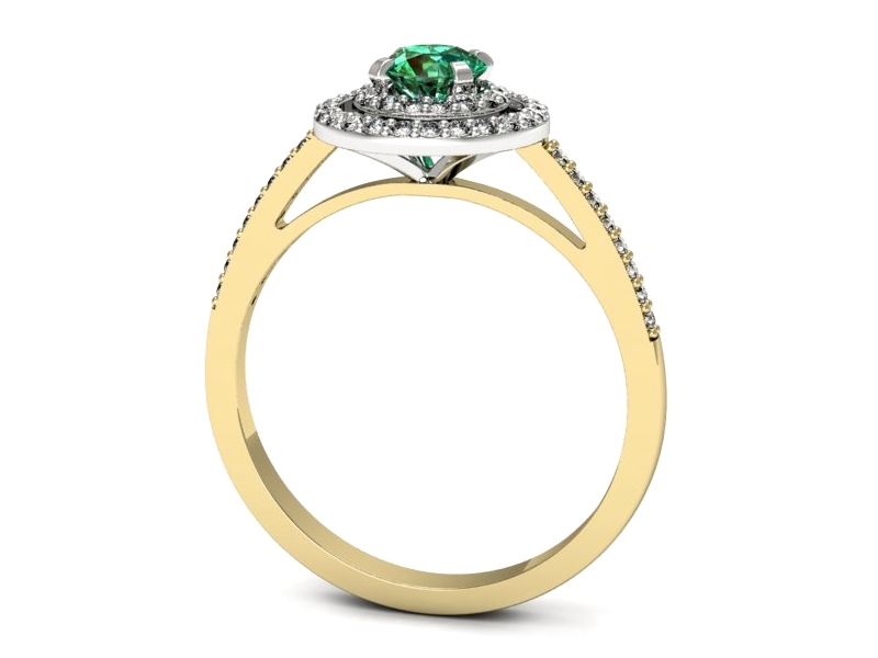 Złoty pierścionek ze szmaragdem i diamentami - p16567zbsm — zdjęcie 3