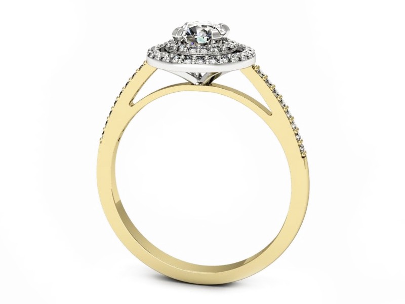 Pierścionek z diamentami żółte i białe złoto - p16567zbV — zdjęcie 3