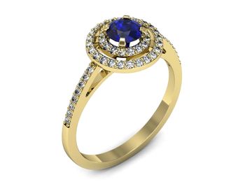 Złoty pierścionek z szafirem i diamentami - p16567zszc - 1