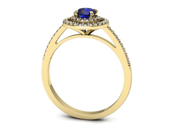 Złoty pierścionek z szafirem i diamentami - p16567zszc