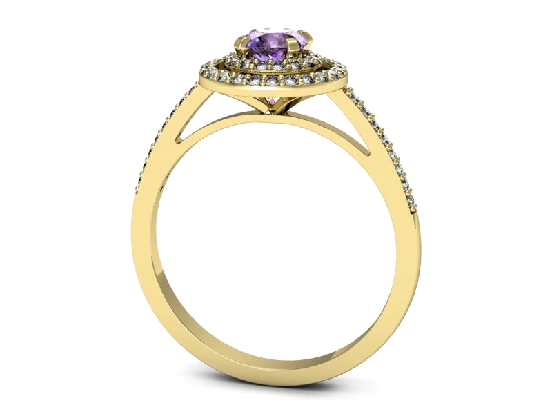 Pierścionek z tanzanitem i brylantami żółte złoto - p16567zt — zdjęcie 3