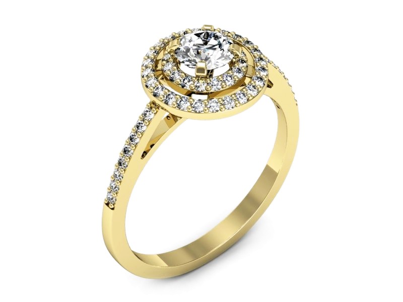 Złoty pierścionek z brylantami żółte złoto - p16567zV