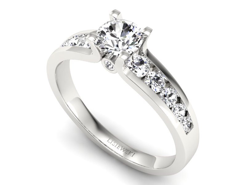 Złoty pierścionek z brylantami białe złoto - p16571b — zdjęcie 3