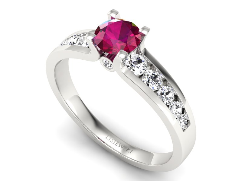 Pierścionek z rubinem i brylantami białe złoto - p16571br — zdjęcie 3
