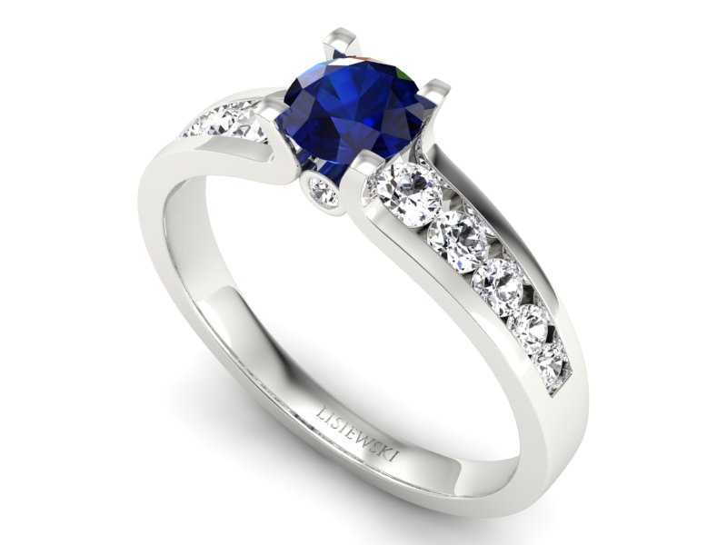 Pierścionek z szafirem i brylantami białe złoto - p16571bsz — zdjęcie 3
