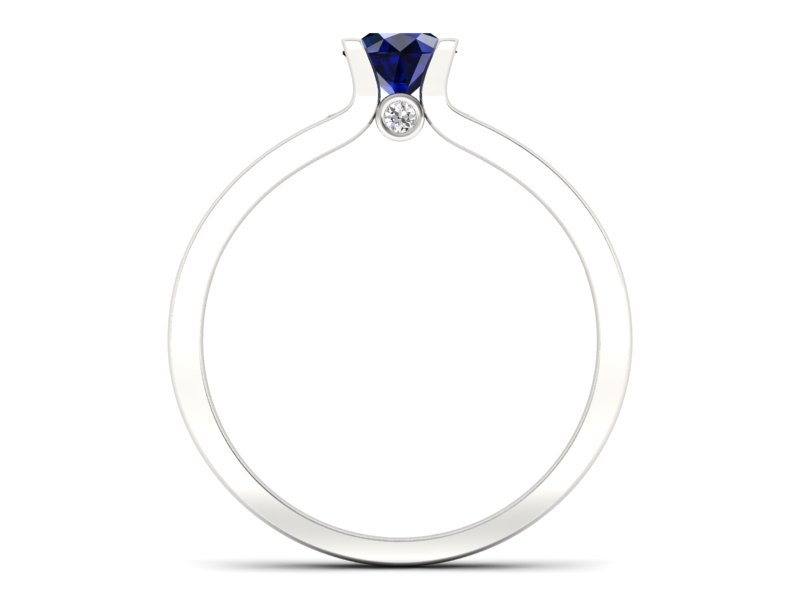 Pierścionek z szafirem i brylantami białe złoto - p16571bsz — zdjęcie 2