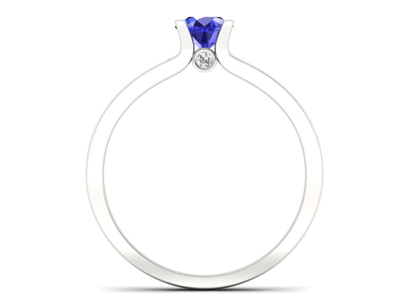 Pierścionek z szafirem i brylantami białe złoto - p16571bszc — zdjęcie 2