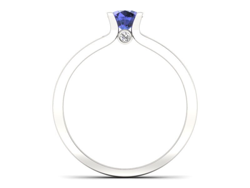 Pierścionek z tanzanitem białe złoto z brylantami - p16571bt — zdjęcie 2
