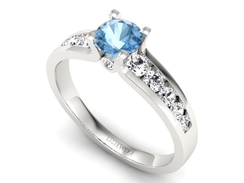 Pierścionek z topazem i brylantami białe złoto - p16571btp — zdjęcie 3