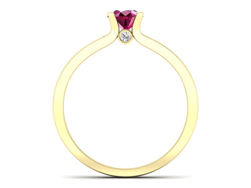 Pierścionek z rubinem i brylantami żółte złoto - p16571zr — zdjęcie 2