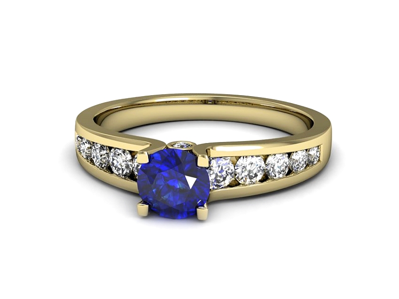 Złoty pierścionek z szafirem i brylantami - p16571zszc — zdjęcie 5