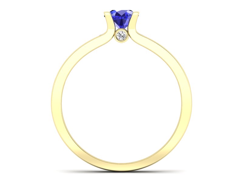 Złoty pierścionek z szafirem i brylantami - p16571zszc — zdjęcie 2