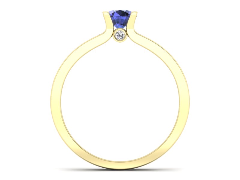 Pierścionek z tanzanitem i brylantami żółte złoto - p16571zt — zdjęcie 2