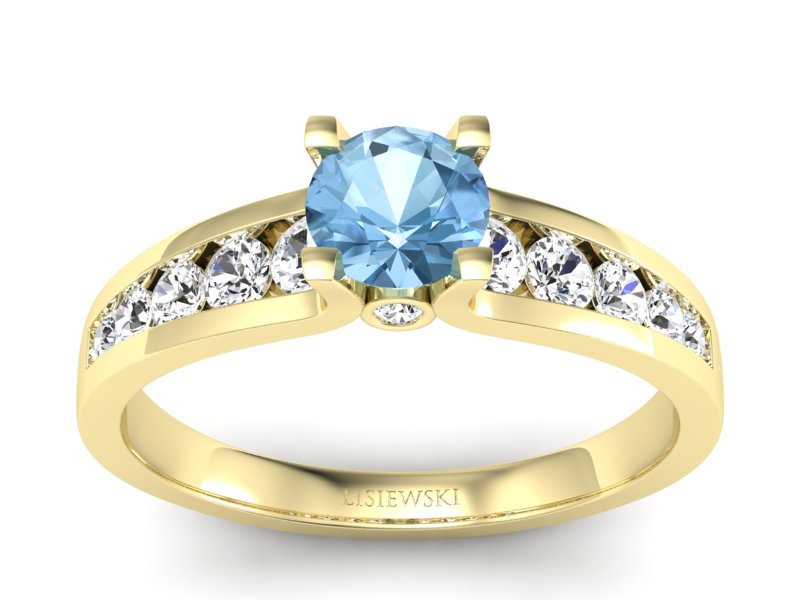 Pierścionek z topazem i brylantami żółte złoto - p16571ztp