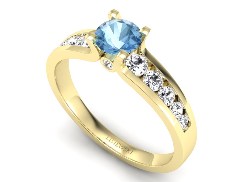 Pierścionek z topazem i brylantami żółte złoto - p16571ztp — zdjęcie 3