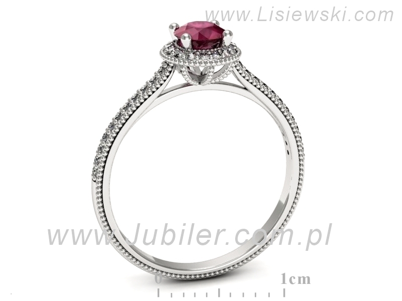 Pierścionek z rubinem i brylantami białe złoto - p16572br — zdjęcie 3
